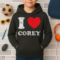 Distressed Grunge Worn Out Style I Love Corey Kids Hoodie thumb 2