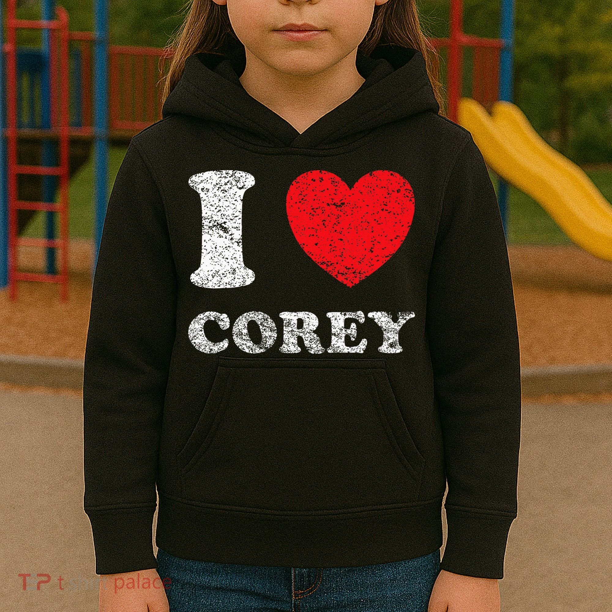 Distressed Grunge Worn Out Style I Love Corey Kids Hoodie