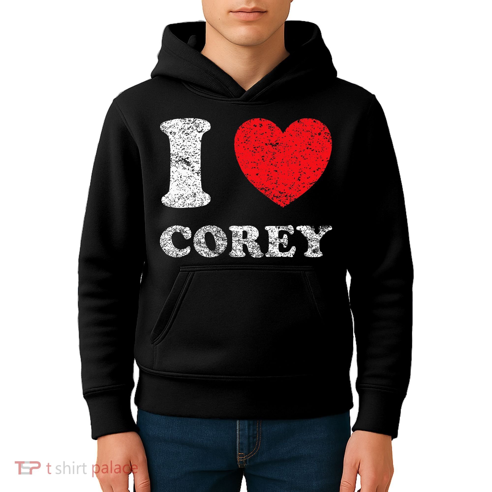 Distressed Grunge Worn Out Style I Love Corey Kids Hoodie