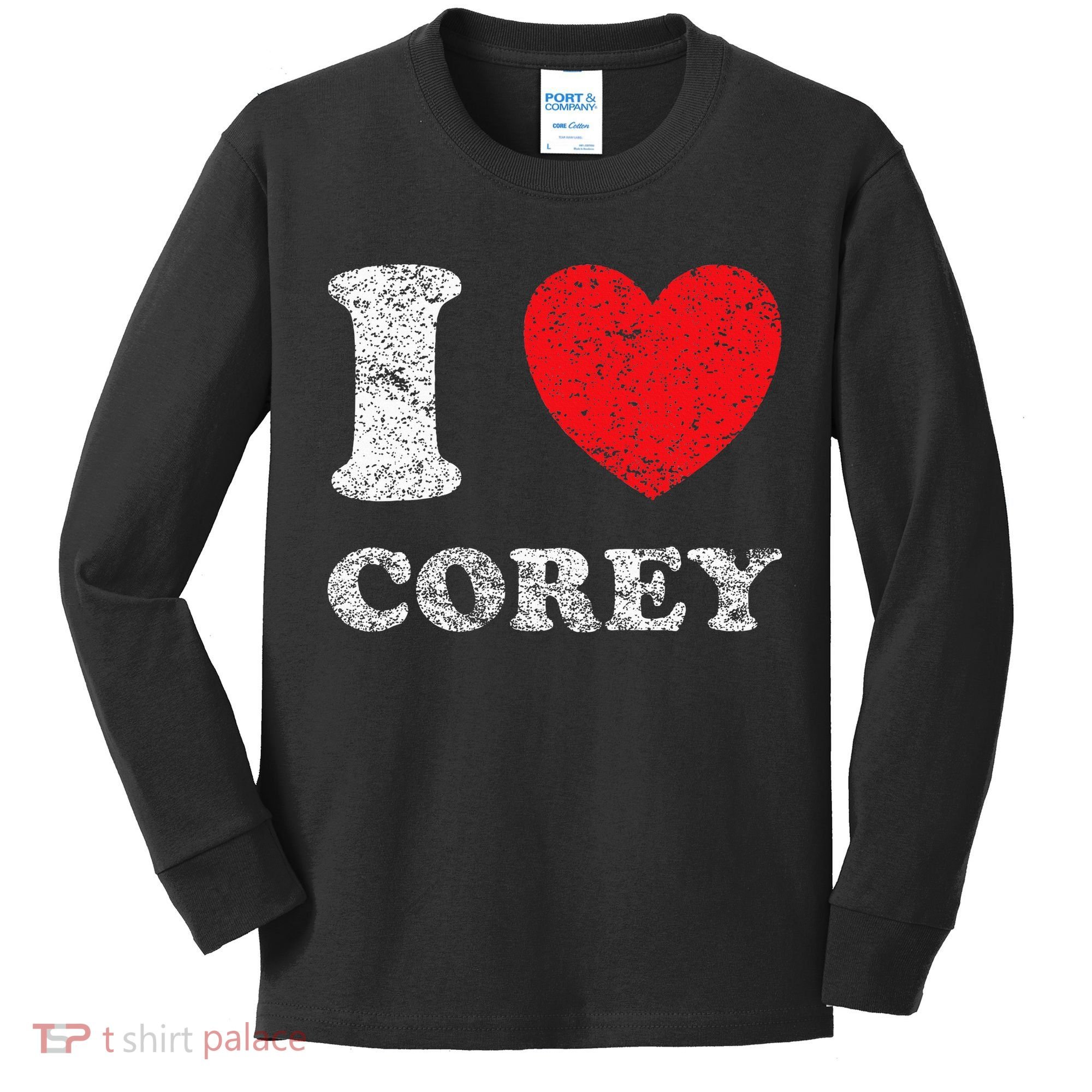 Distressed Grunge Worn Out Style I Love Corey Kids Long Sleeve Shirt