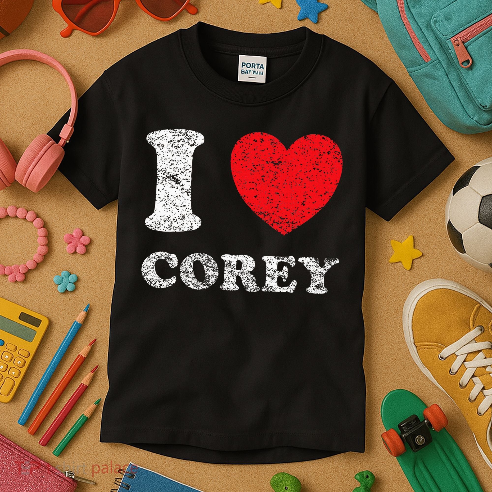 Distressed Grunge Worn Out Style I Love Corey Kids T-Shirt