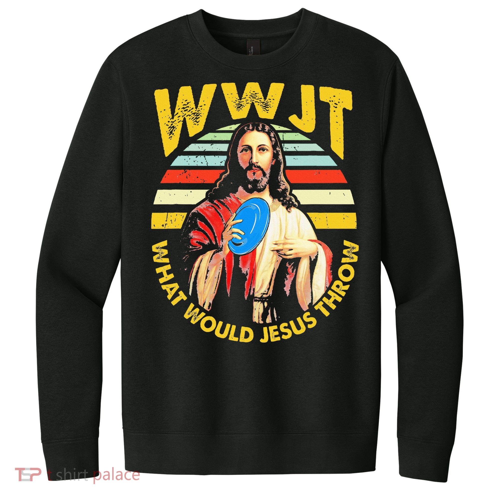 Disc Golf What Would Jesus Throw Frisbee Golf Wwjt Christian V.I.T. Fleece Crew Sweatshirt