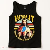 Disc Golf What Would Jesus Throw Frisbee Golf Wwjt Christian Tank Top thumb 2