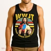 Disc Golf What Would Jesus Throw Frisbee Golf Wwjt Christian Tank Top thumb 3