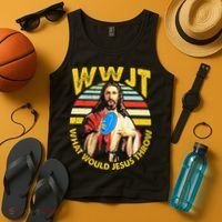 Disc Golf What Would Jesus Throw Frisbee Golf Wwjt Christian Tank Top thumb 4