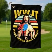 Disc Golf What Would Jesus Throw Frisbee Golf Wwjt Christian Golf Towel thumb 1