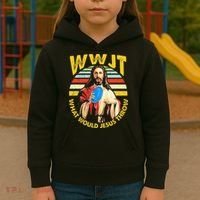 Disc Golf What Would Jesus Throw Frisbee Golf Wwjt Christian Kids Hoodie thumb 3