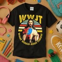 Disc Golf What Would Jesus Throw Frisbee Golf Wwjt Christian Kids T-Shirt thumb 3