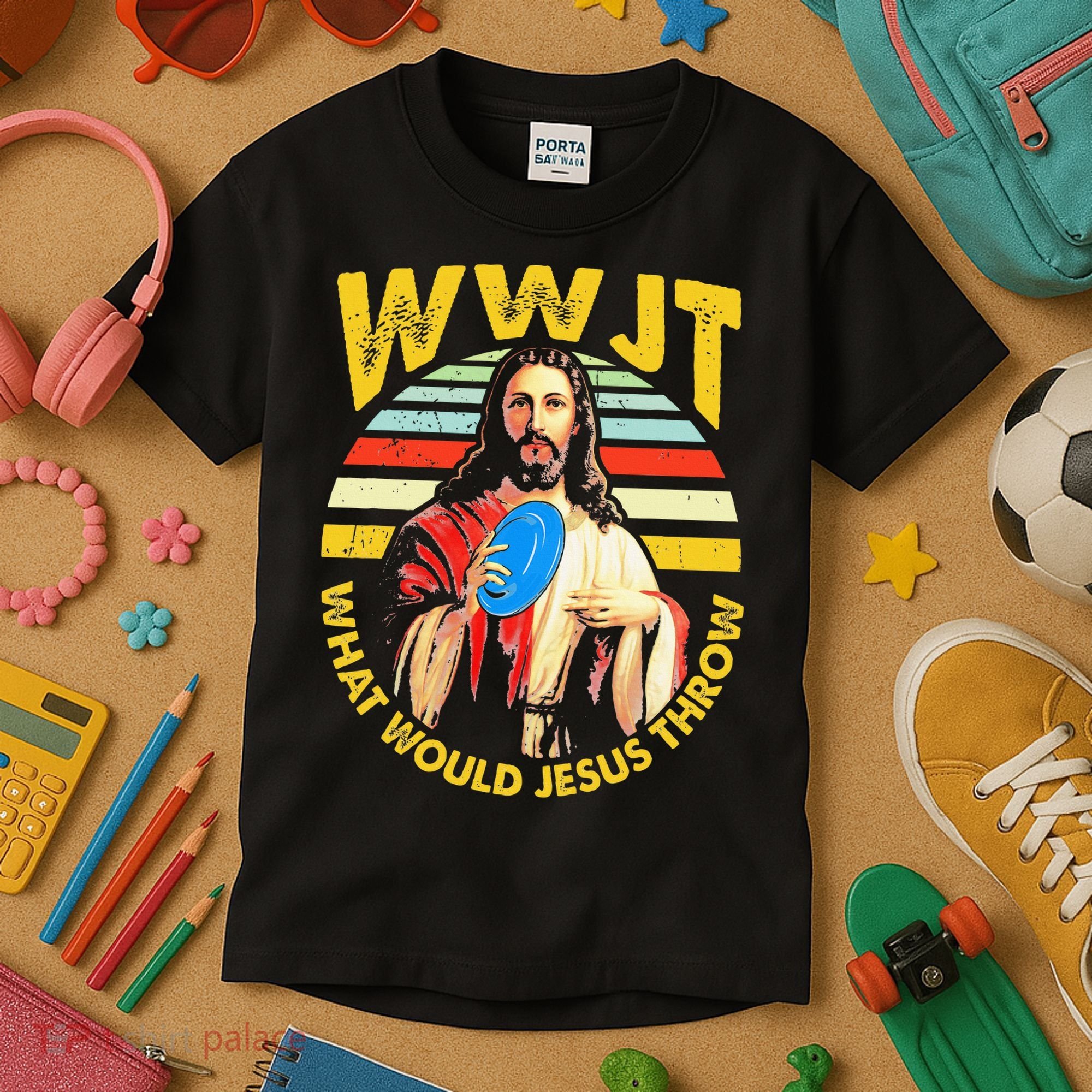Disc Golf What Would Jesus Throw Frisbee Golf Wwjt Christian Kids T-Shirt