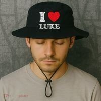 Distressed Grunge Worn Out Style I Love Luke Bucket Hat thumb 2