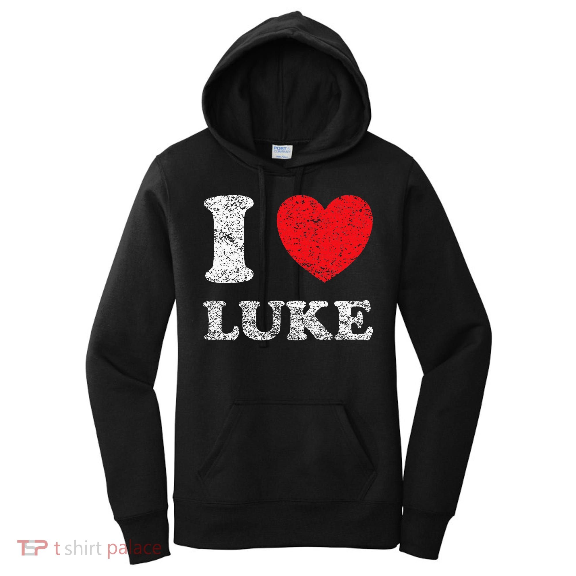 Distressed Grunge Worn Out Style I Love Luke Women's Hoodie