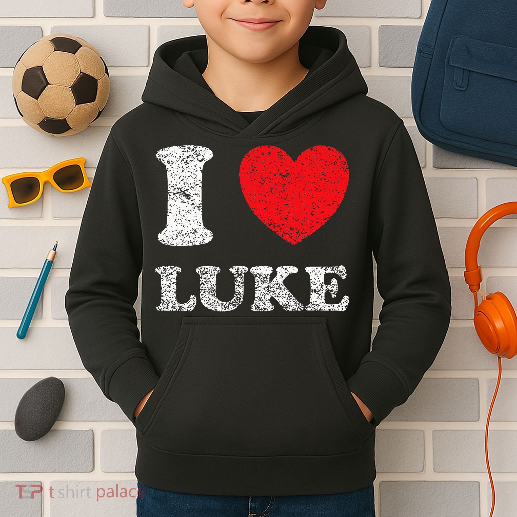 Distressed Grunge Worn Out Style I Love Luke Kids Hoodie