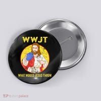 Disc Golf What Would Jesus Throw Frisbee Golf Button thumb 0