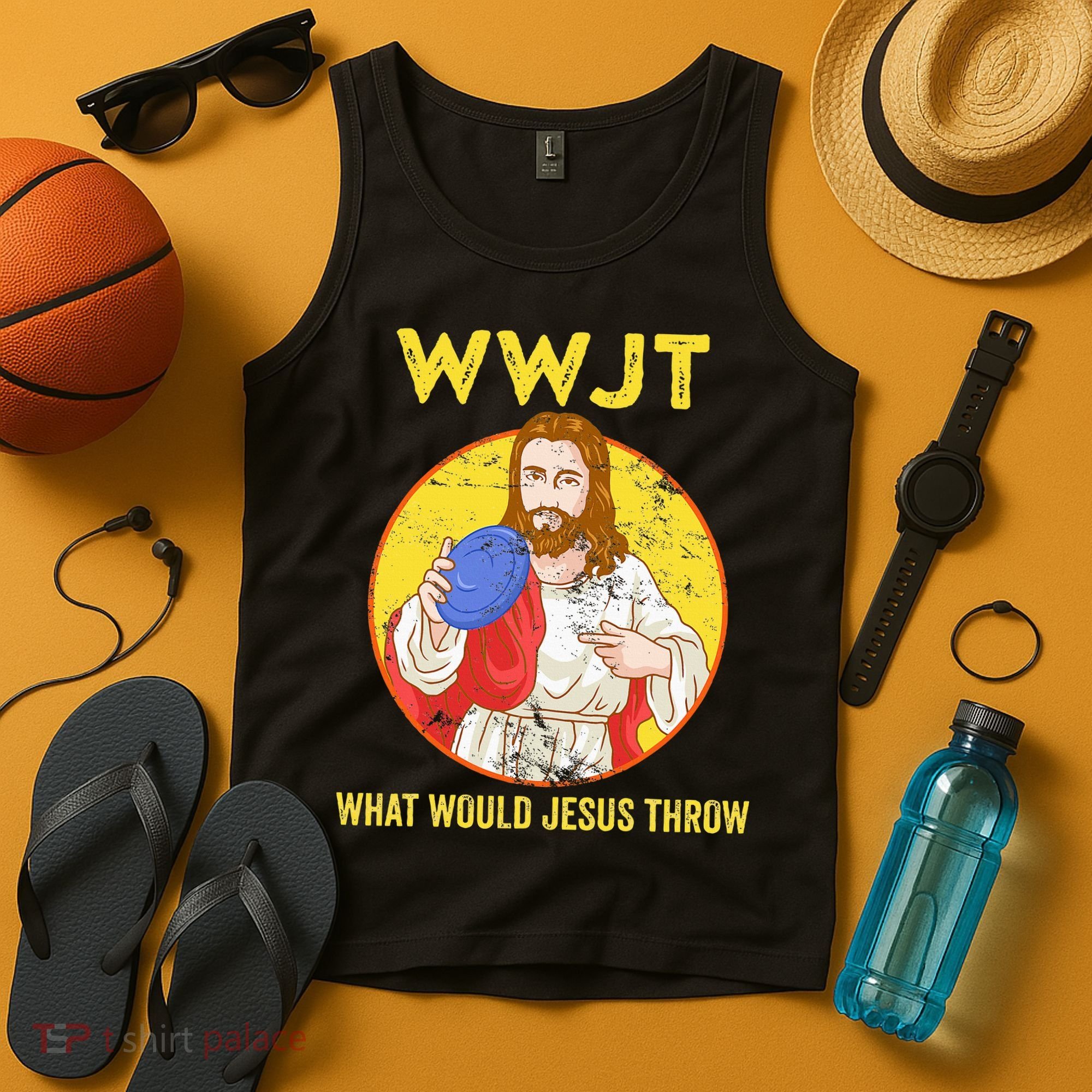 Disc Golf What Would Jesus Throw Frisbee Golf Tank Top