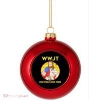 Disc Golf What Would Jesus Throw Frisbee Golf Plastic Christmas Ball Ornament thumb 0