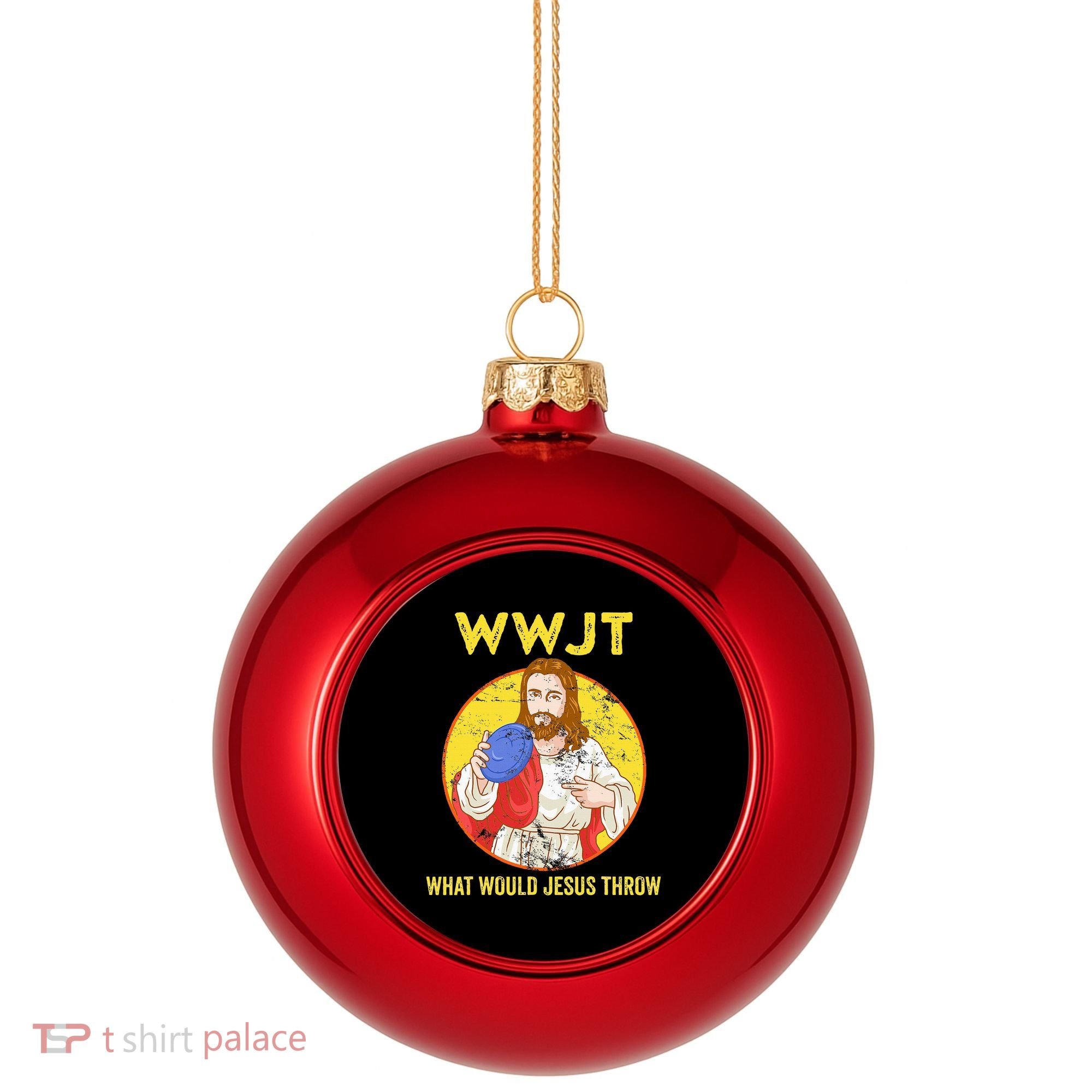 Disc Golf What Would Jesus Throw Frisbee Golf Plastic Christmas Ball Ornament
