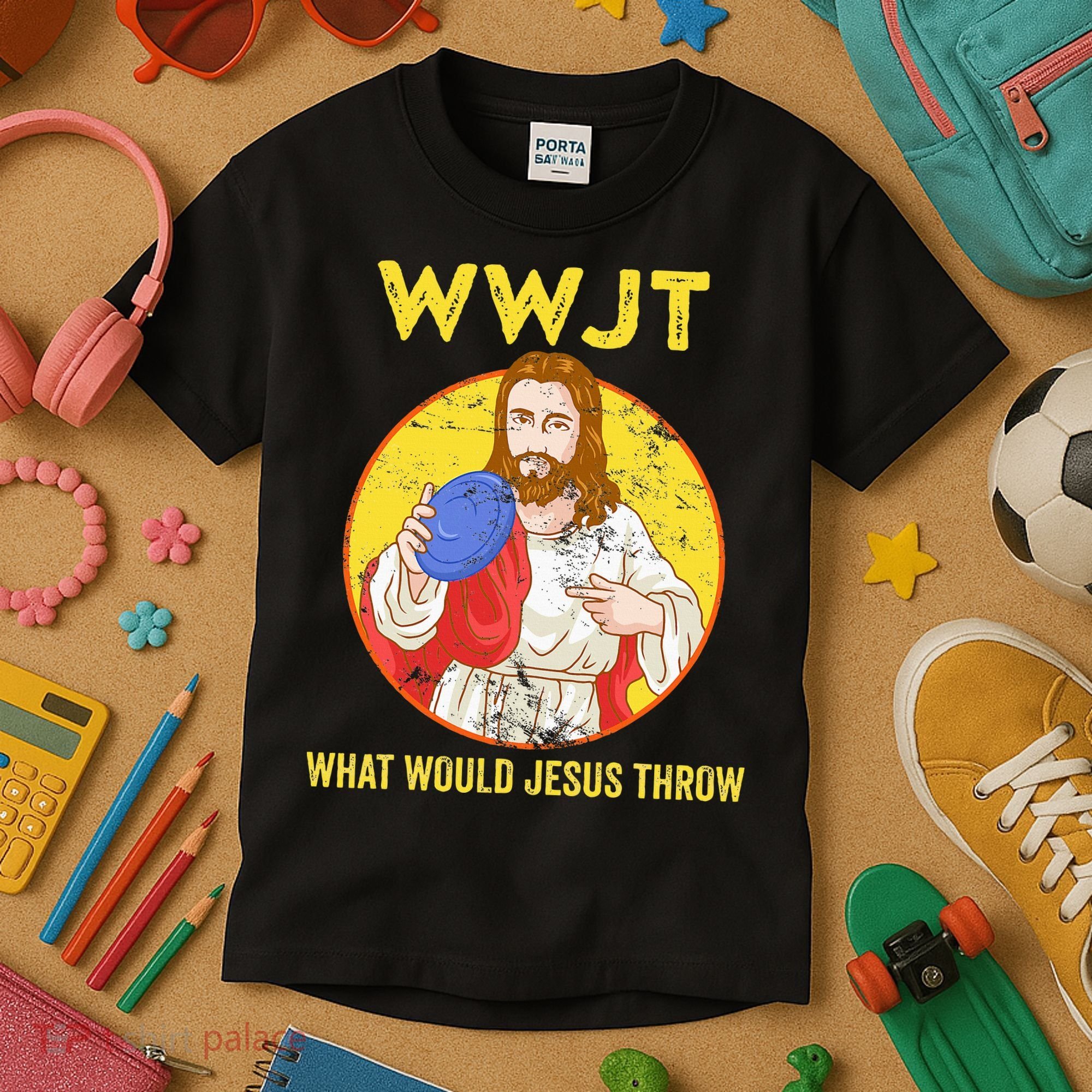 Disc Golf What Would Jesus Throw Frisbee Golf Kids T-Shirt