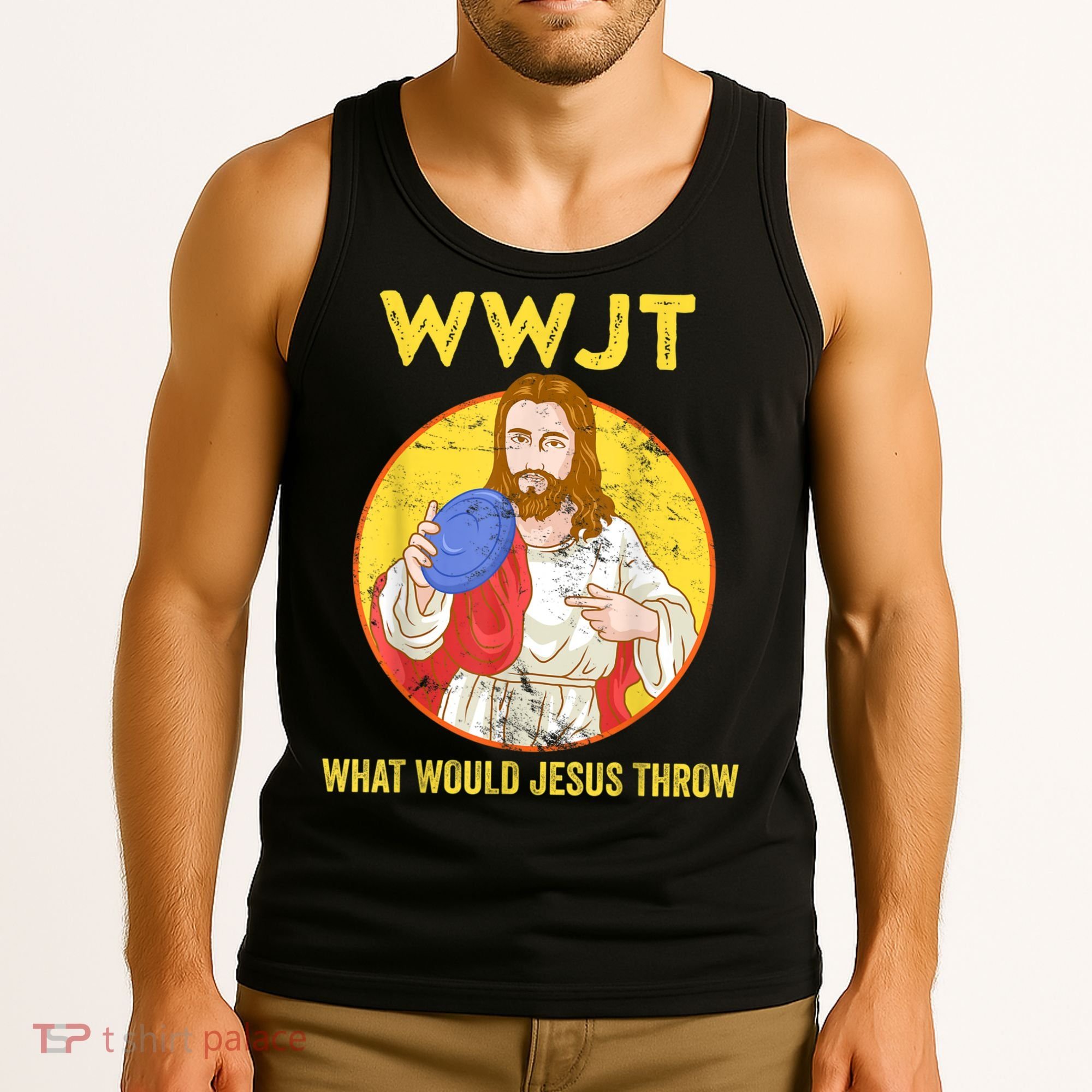 Disc Golf What Would Jesus Throw Frisbee Golf Tank Top