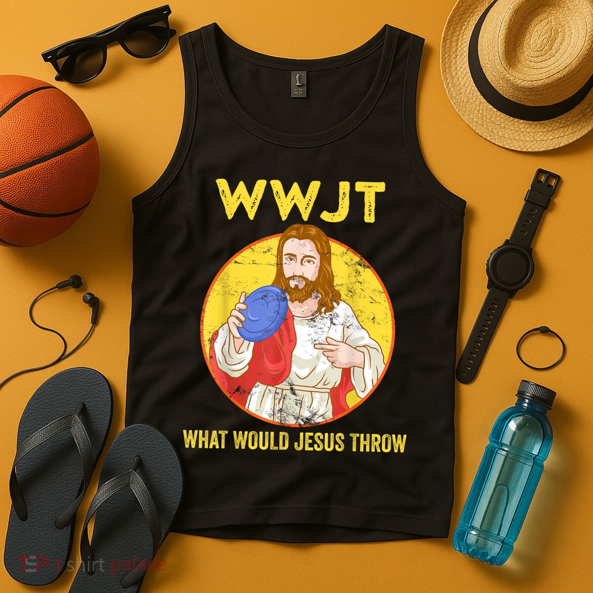 Disc Golf What Would Jesus Throw Frisbee Golf Tank Top