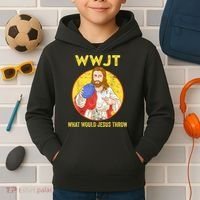 Disc Golf What Would Jesus Throw Frisbee Golf Kids Hoodie thumb 2