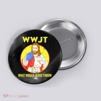 Disc Golf What Would Jesus Throw Frisbee Golf Funny Button thumb 0
