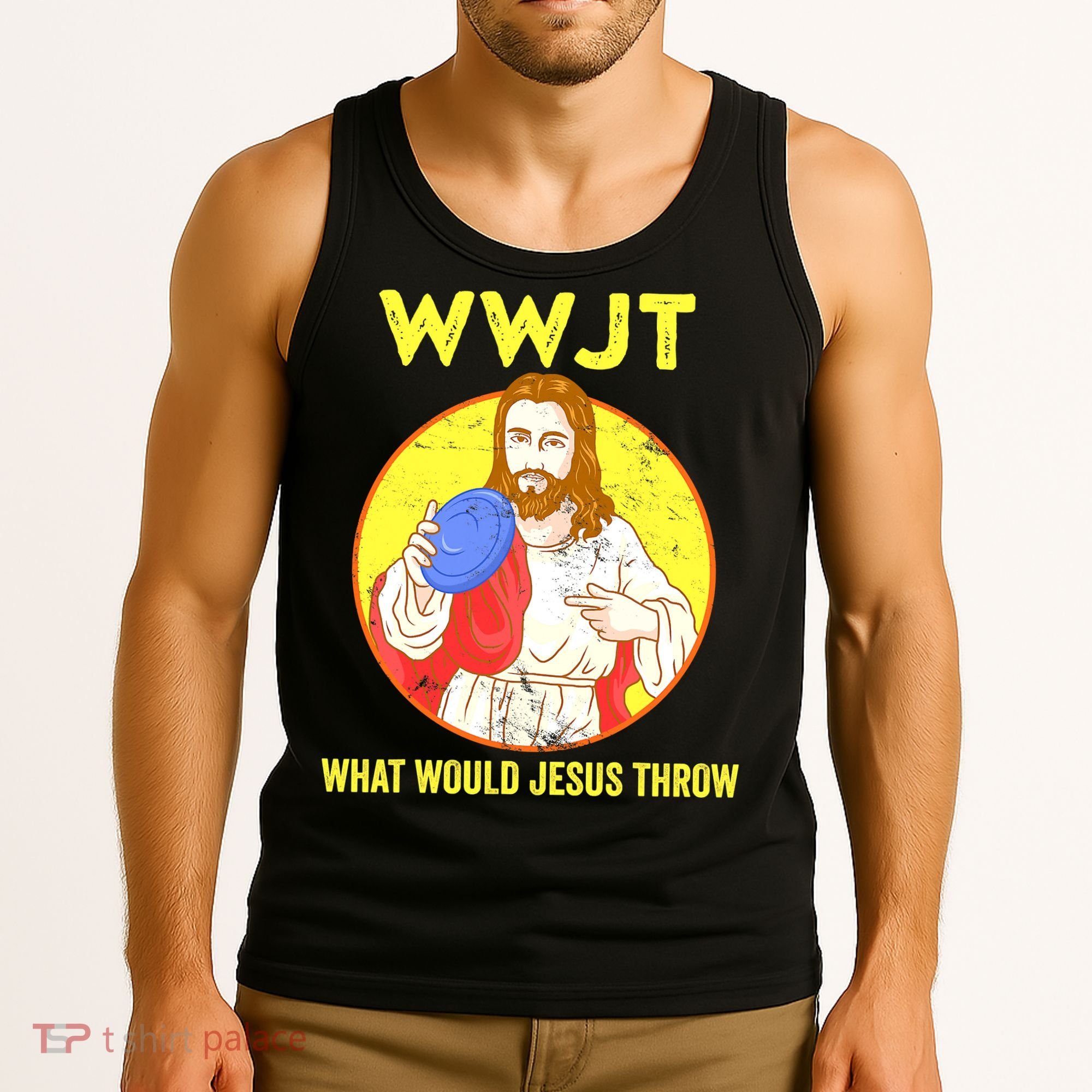 Disc Golf What Would Jesus Throw Frisbee Golf Funny Tank Top