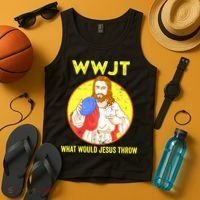 Disc Golf What Would Jesus Throw Frisbee Golf Funny Tank Top thumb 4