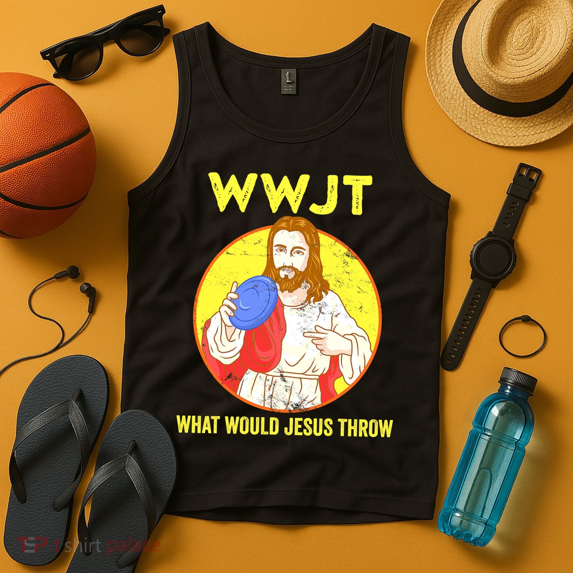 Disc Golf What Would Jesus Throw Frisbee Golf Funny Tank Top