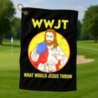 Disc Golf What Would Jesus Throw Frisbee Golf Funny Golf Towel thumb 1