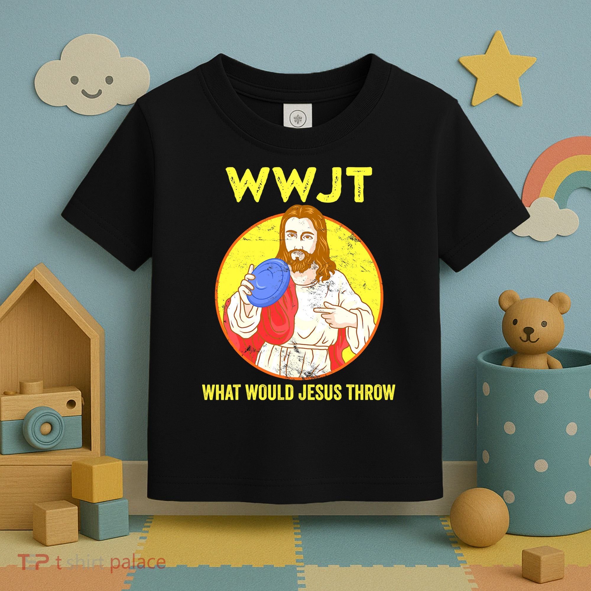 Disc Golf What Would Jesus Throw Frisbee Golf Funny Toddler T-Shirt
