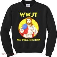 Disc Golf What Would Jesus Throw Frisbee Golf Funny Kids Sweatshirt thumb 0