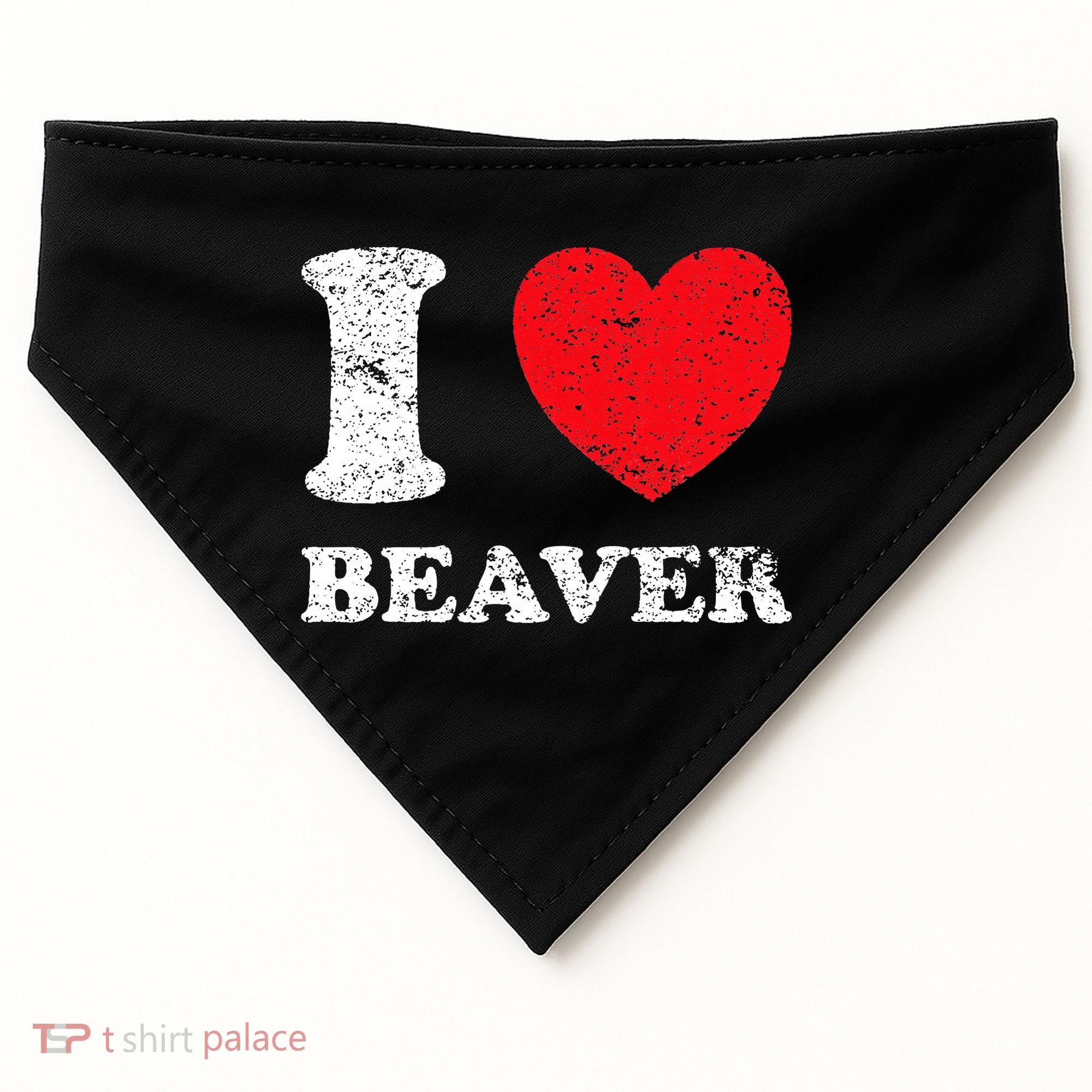 Distressed Grunge Worn Out Style I Love Beaver USA-Made Doggie Bandana
