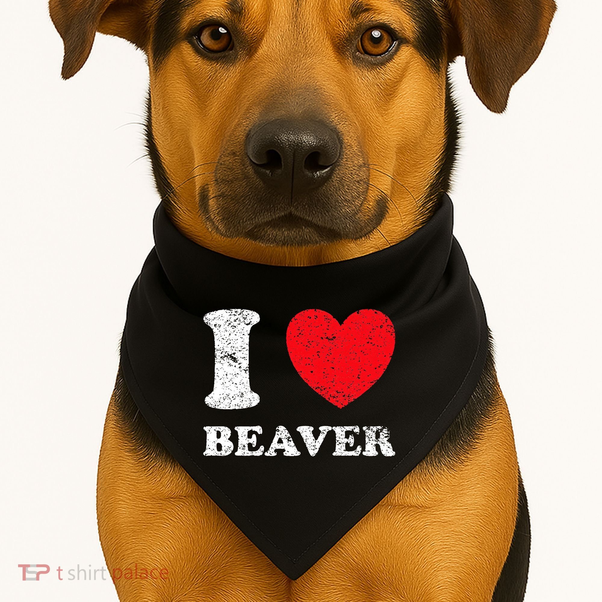 Distressed Grunge Worn Out Style I Love Beaver USA-Made Doggie Bandana
