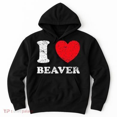 Distressed Grunge Worn Out Style I Love Beaver Hoodie