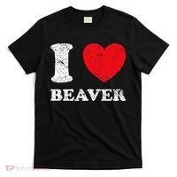 Distressed Grunge Worn Out Style I Love Beaver T-Shirt thumb 0