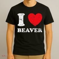 Distressed Grunge Worn Out Style I Love Beaver T-Shirt thumb 3