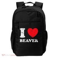 Distressed Grunge Worn Out Style I Love Beaver Backpack thumb 0