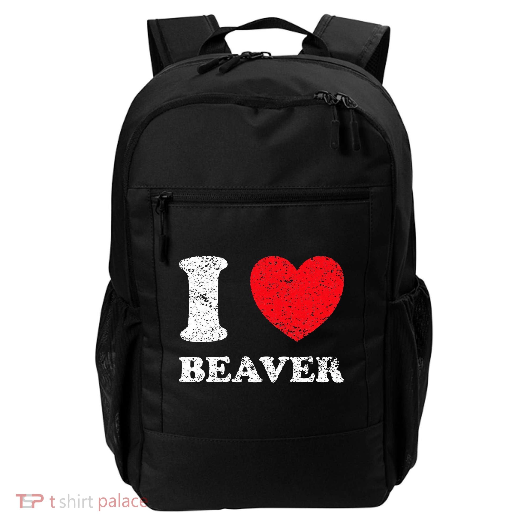 Distressed Grunge Worn Out Style I Love Beaver Backpack