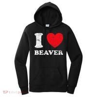 Distressed Grunge Worn Out Style I Love Beaver Women's Hoodie thumb 0