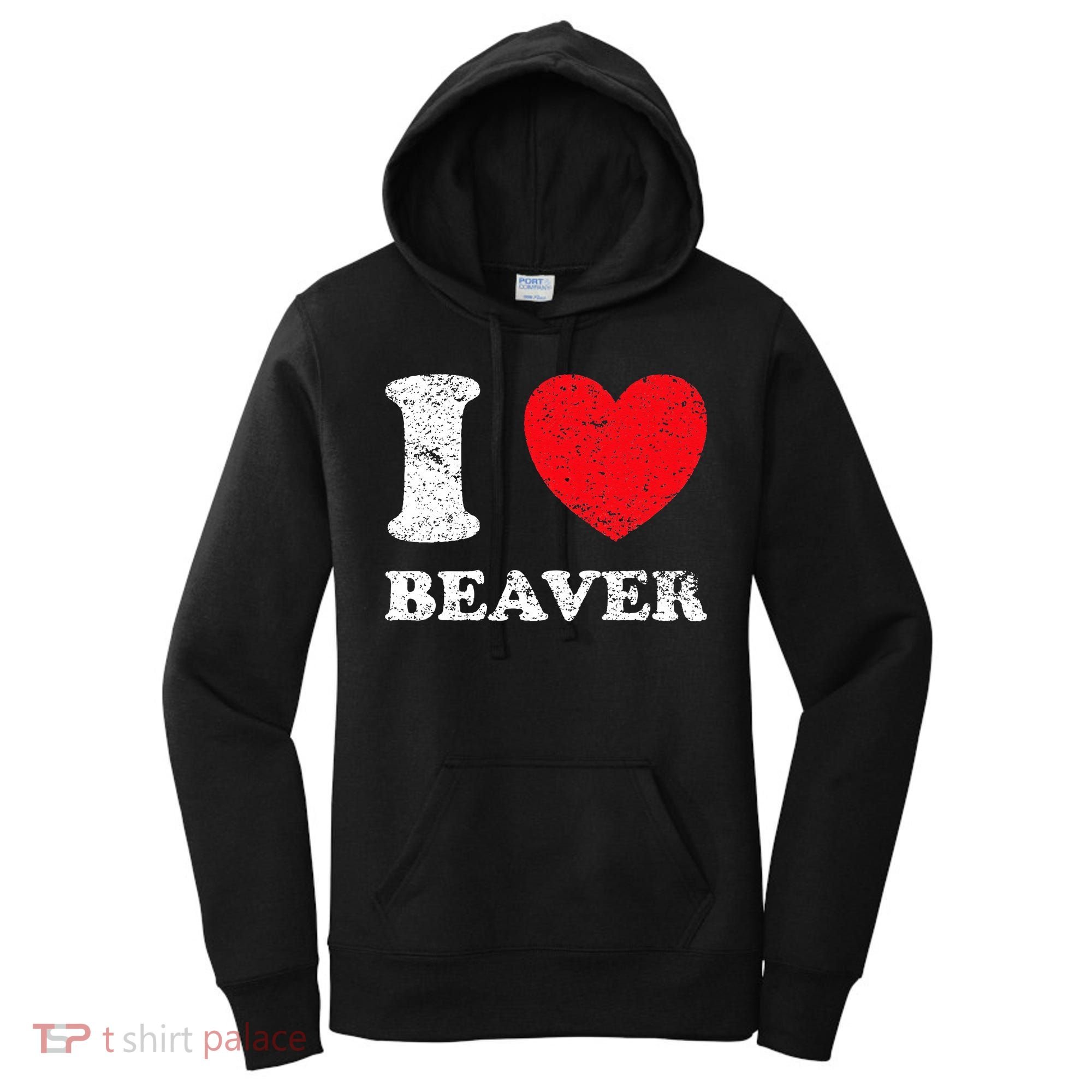 Distressed Grunge Worn Out Style I Love Beaver Women's Hoodie