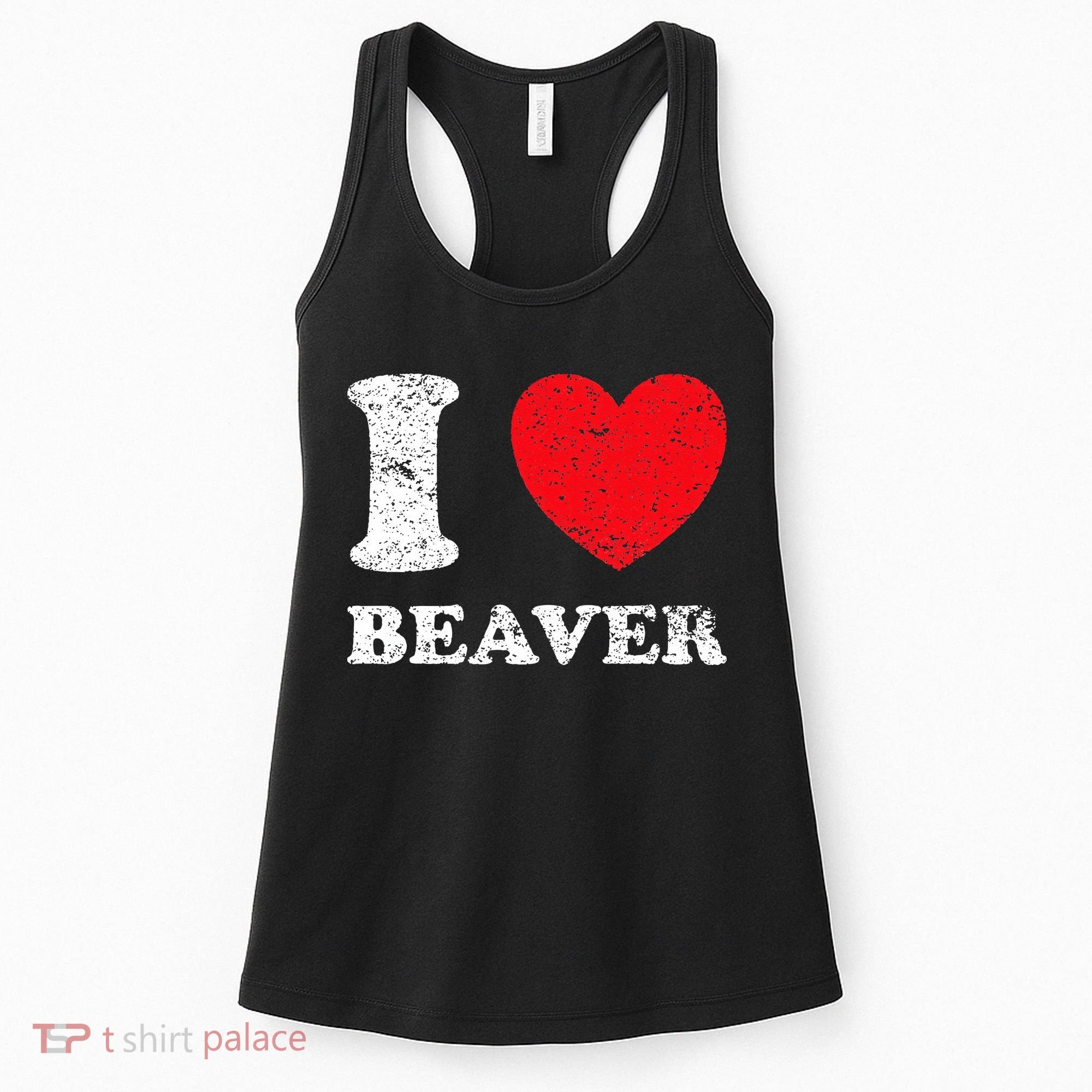 Distressed Grunge Worn Out Style I Love Beaver Women's Tank Top