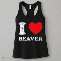 Distressed Grunge Worn Out Style I Love Beaver Women's Tank Top thumb 3