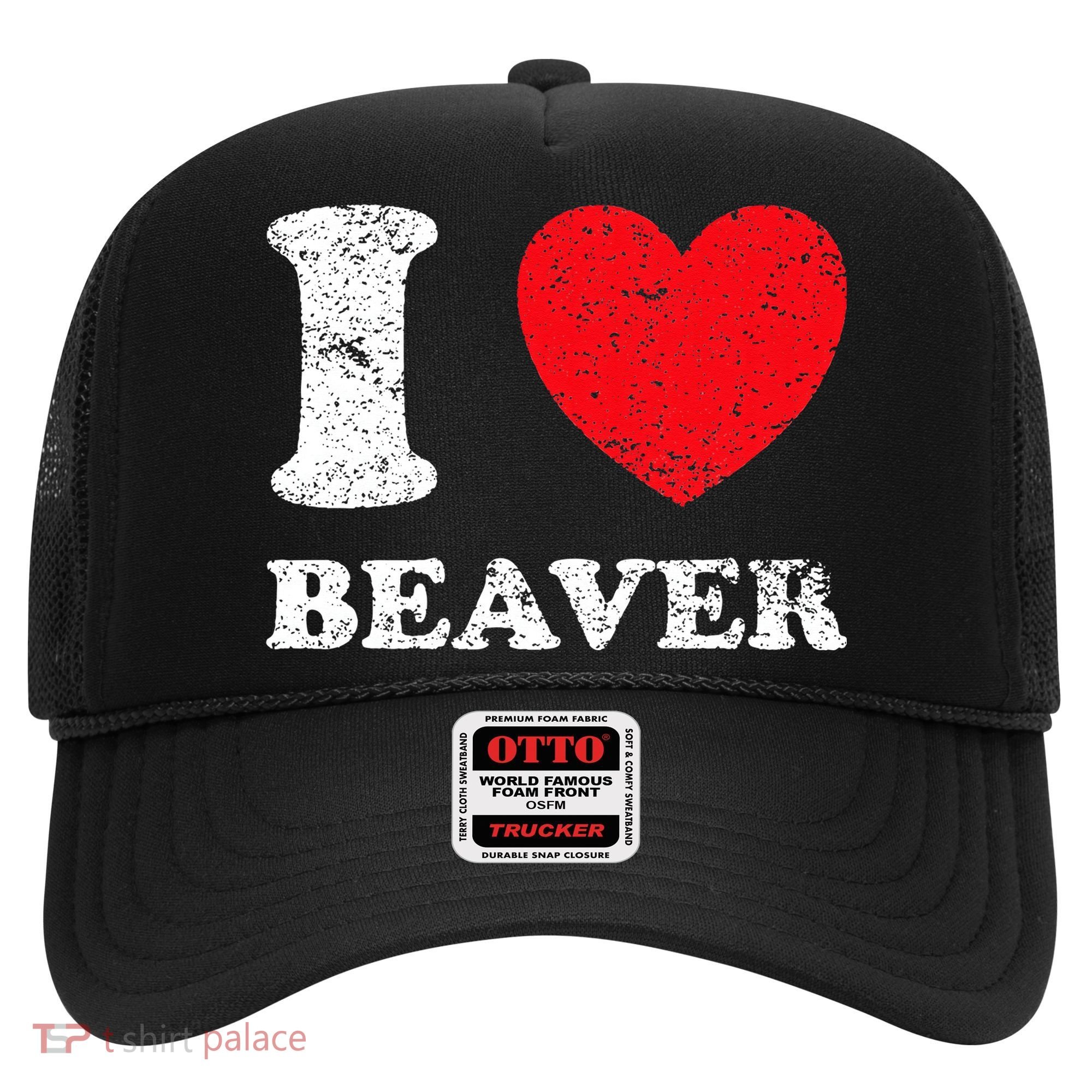 Distressed Grunge Worn Out Style I Love Beaver Hat