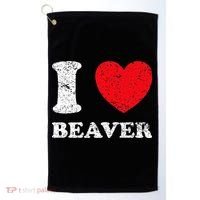Distressed Grunge Worn Out Style I Love Beaver Golf Towel thumb 0