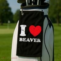 Distressed Grunge Worn Out Style I Love Beaver Golf Towel thumb 2