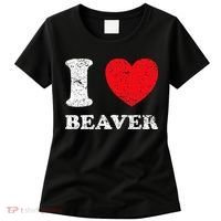 Distressed Grunge Worn Out Style I Love Beaver Women's T-Shirt thumb 0