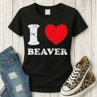 Distressed Grunge Worn Out Style I Love Beaver Women's T-Shirt thumb 3