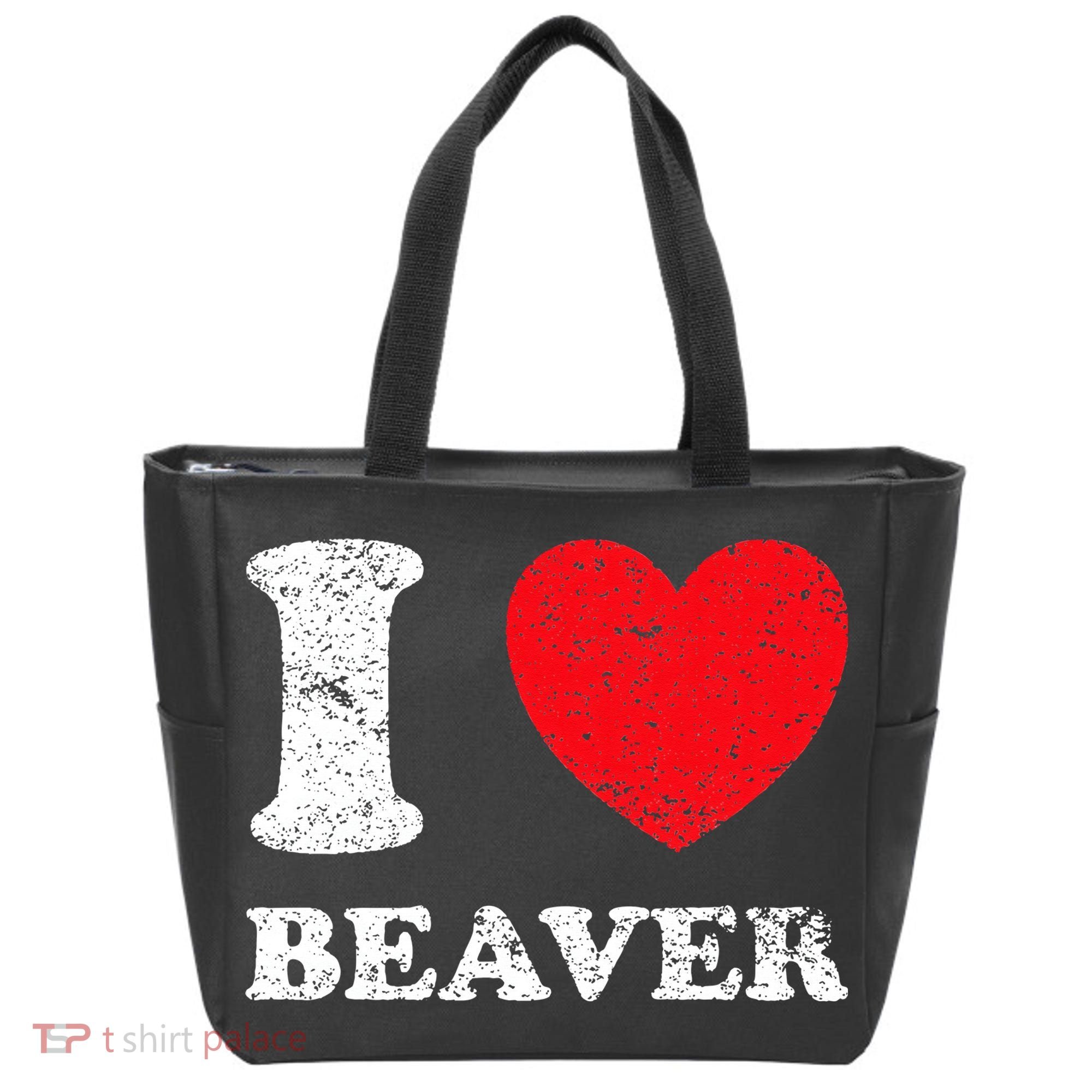 Distressed Grunge Worn Out Style I Love Beaver Tote Bag
