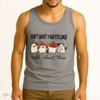 DonT Ghost Your Feelings Halloween Mental Health Tank Top thumb 3