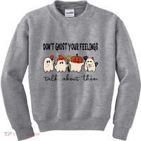 DonT Ghost Your Feelings Halloween Mental Health Kids Sweatshirt thumb 0